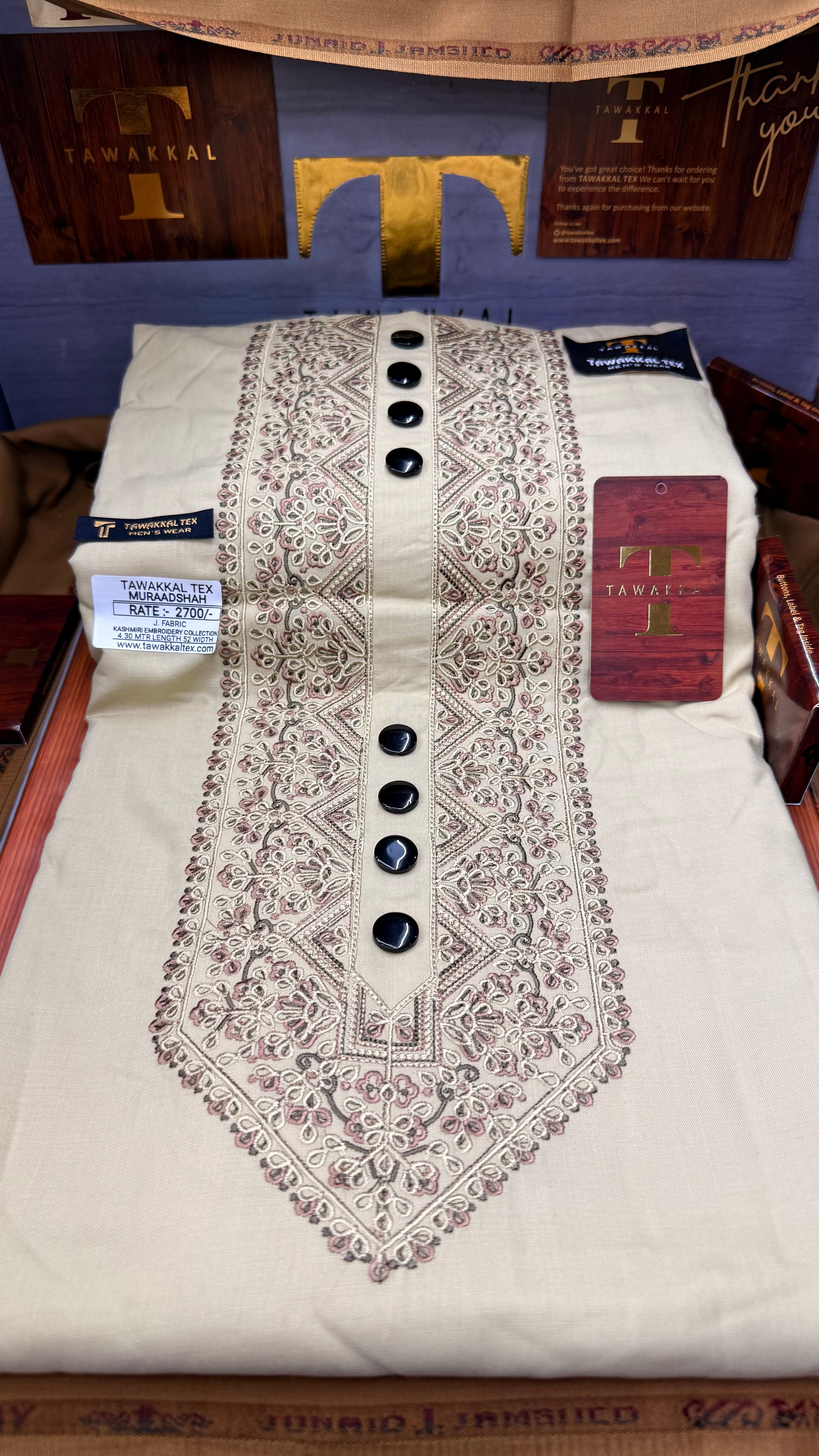 MURAADSHAH PEAL CREAM 104-03 MULTI COLOUR KASHMIRI EMBROIDERY UNSTICHED FULL KURTA SALWAR PATHANI (J. FABRIC IMPORTED) “Pics are clicked in HD cameras. Original color may vary from mobile to mobile depending on your handset. – Tawakkal Tex”