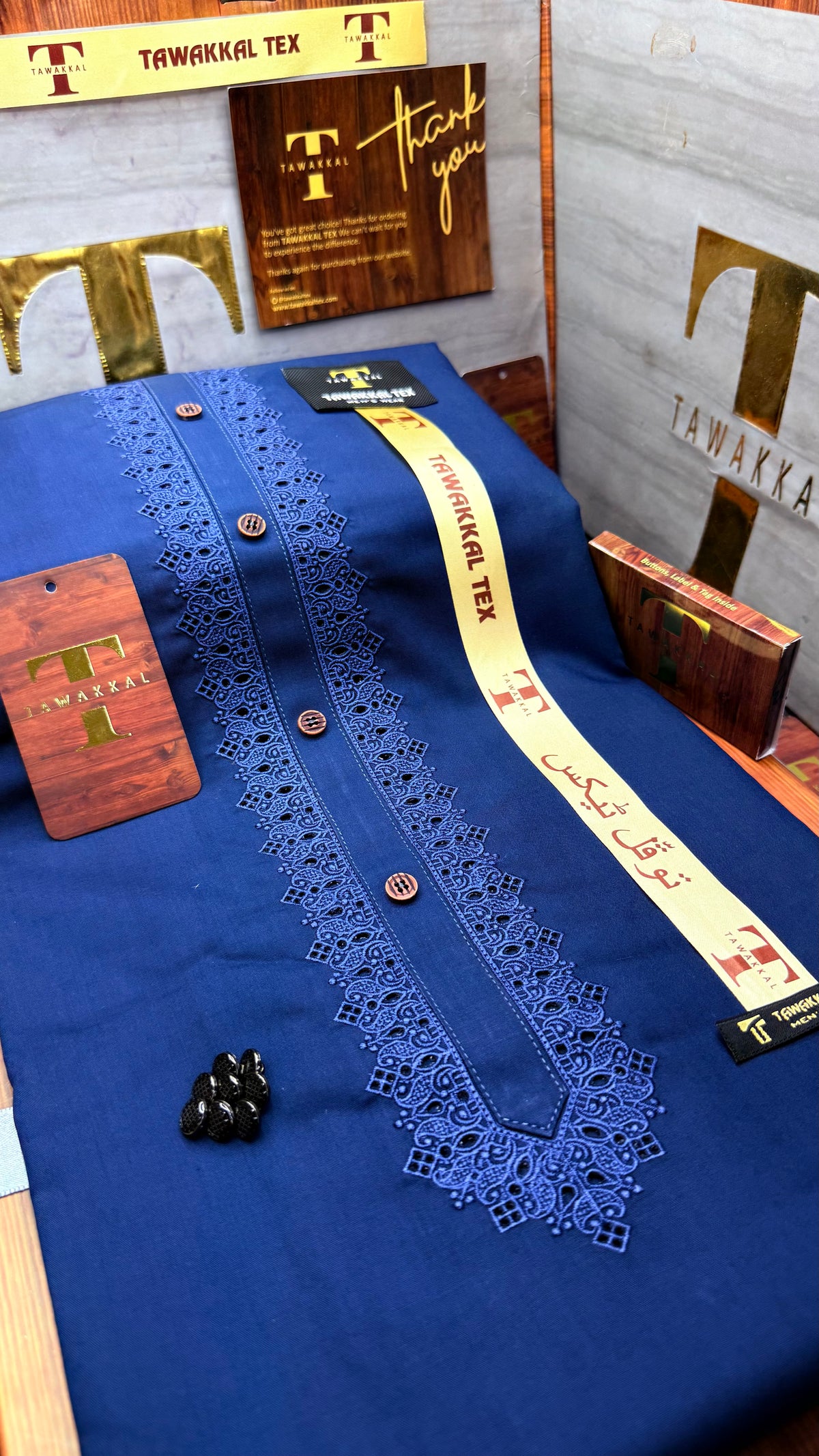 -47 ROYAL AZURE BLUE KURTA SALAWAR (PREMIUM SULEMANI EMBROIDERY PATHANI)