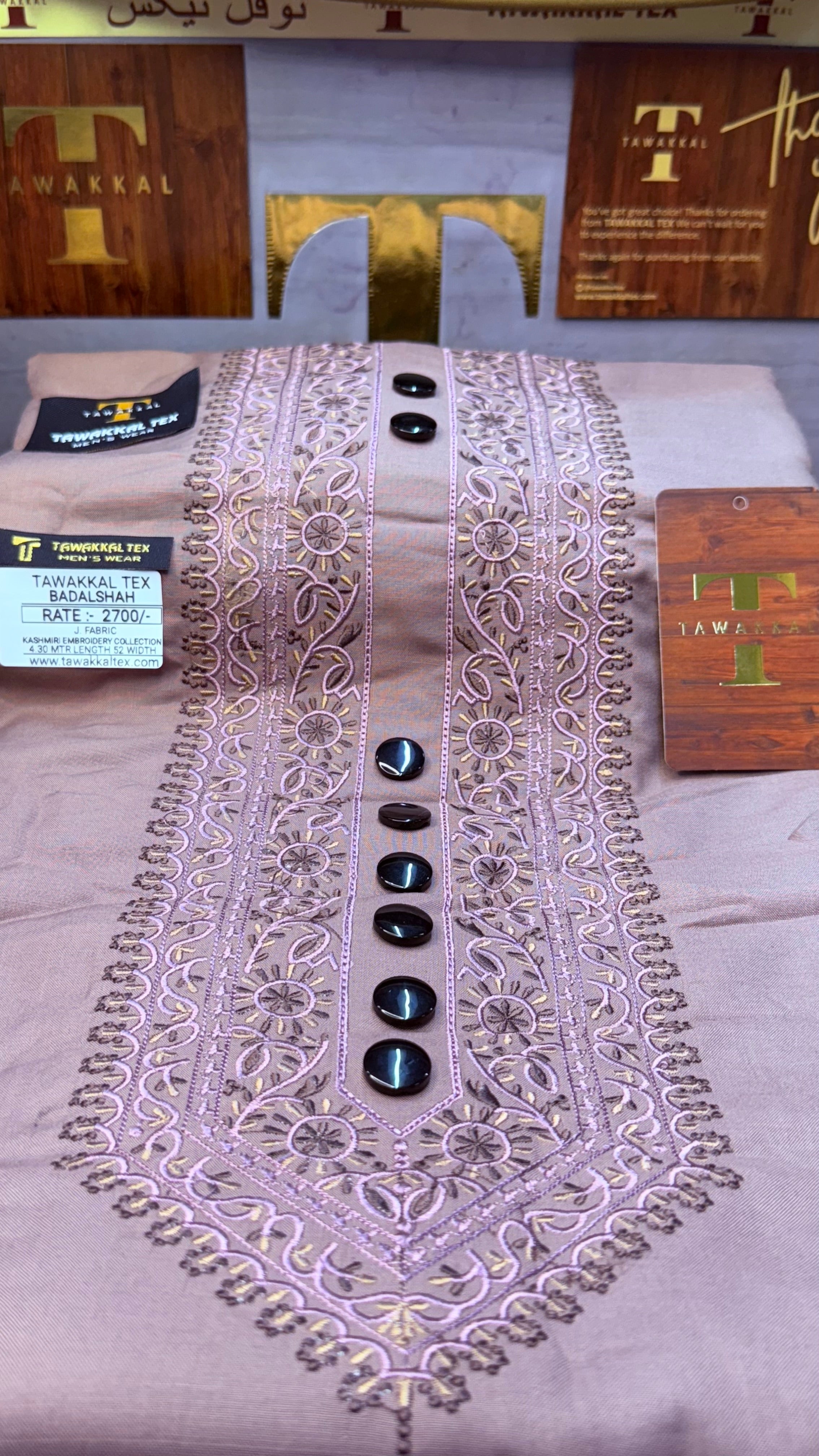 BADALSHAH ROSE DUST 105-01MULTI COLOUR KASHMIRI EMBROIDERY UNSTICHED FULL KURTA SALWAR PATHANI (J. FABRIC IMPORTED) “Pics are clicked in HD cameras. Original color may vary from mobile to mobile depending on your handset. – Tawakkal Tex”