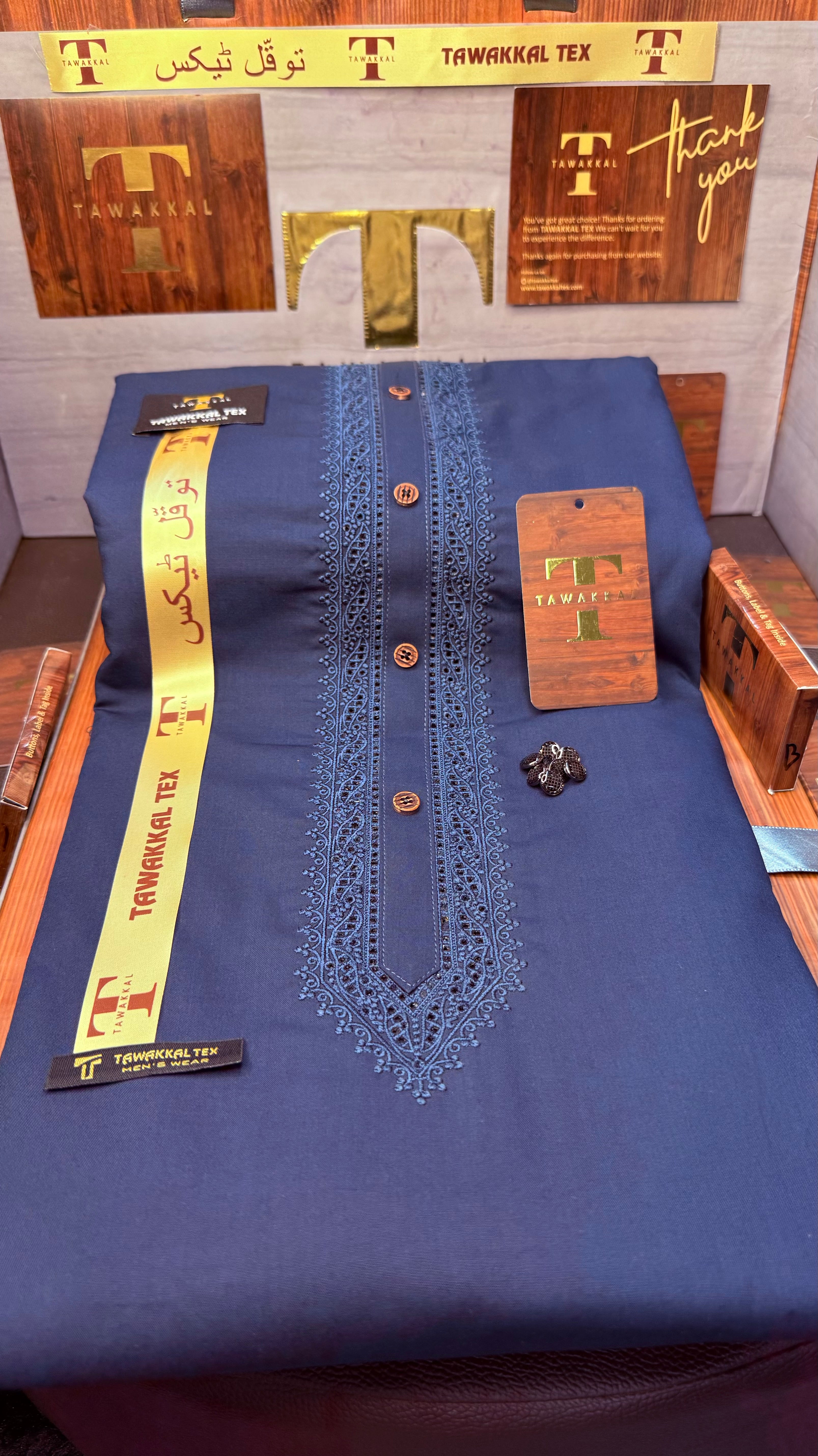 -92 ROYAL AZURE BLUE KURTA SALAWAR (PREMIUM SULEMANI EMBROIDERY PATHANI)