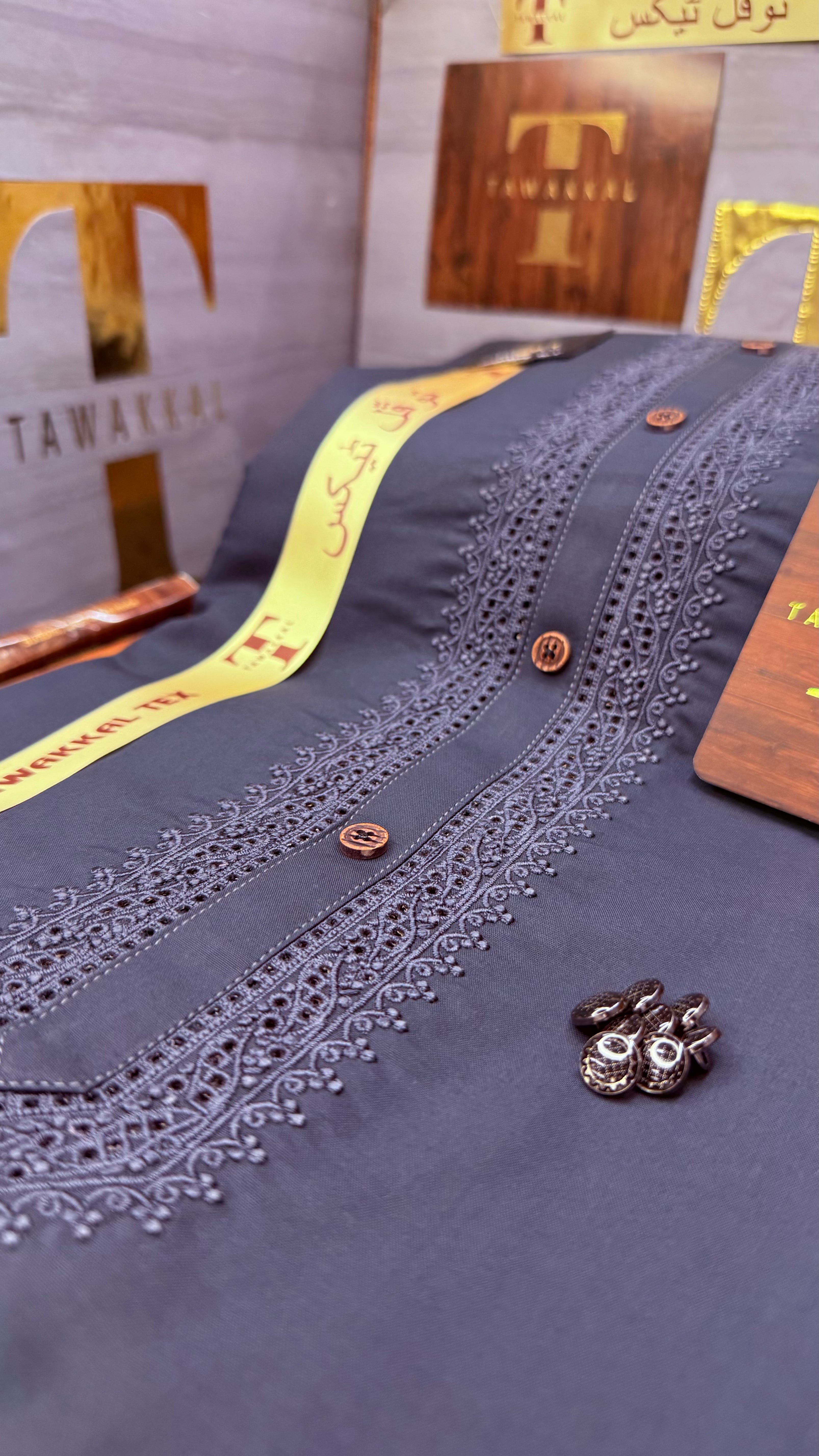 -92 OCEAN STEEL KURTA SALAWAR (PREMIUM SULEMANI EMBROIDERY PATHANI)
