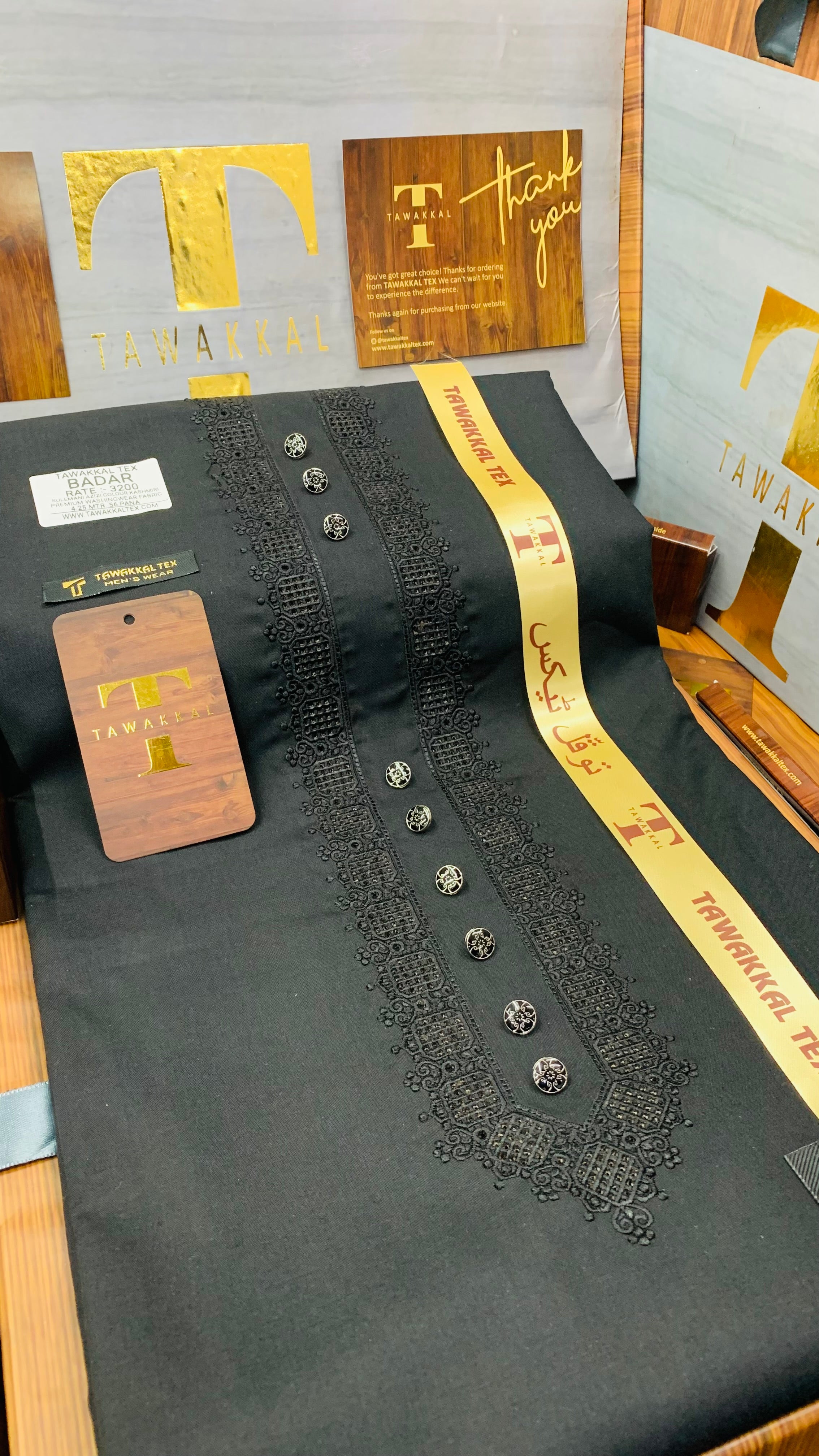 BADAR SULEMANI JET BLACK D05C08 KURTA SALAWAR (SULEMANI AZIZI EMBROIDERED COLLECTION)