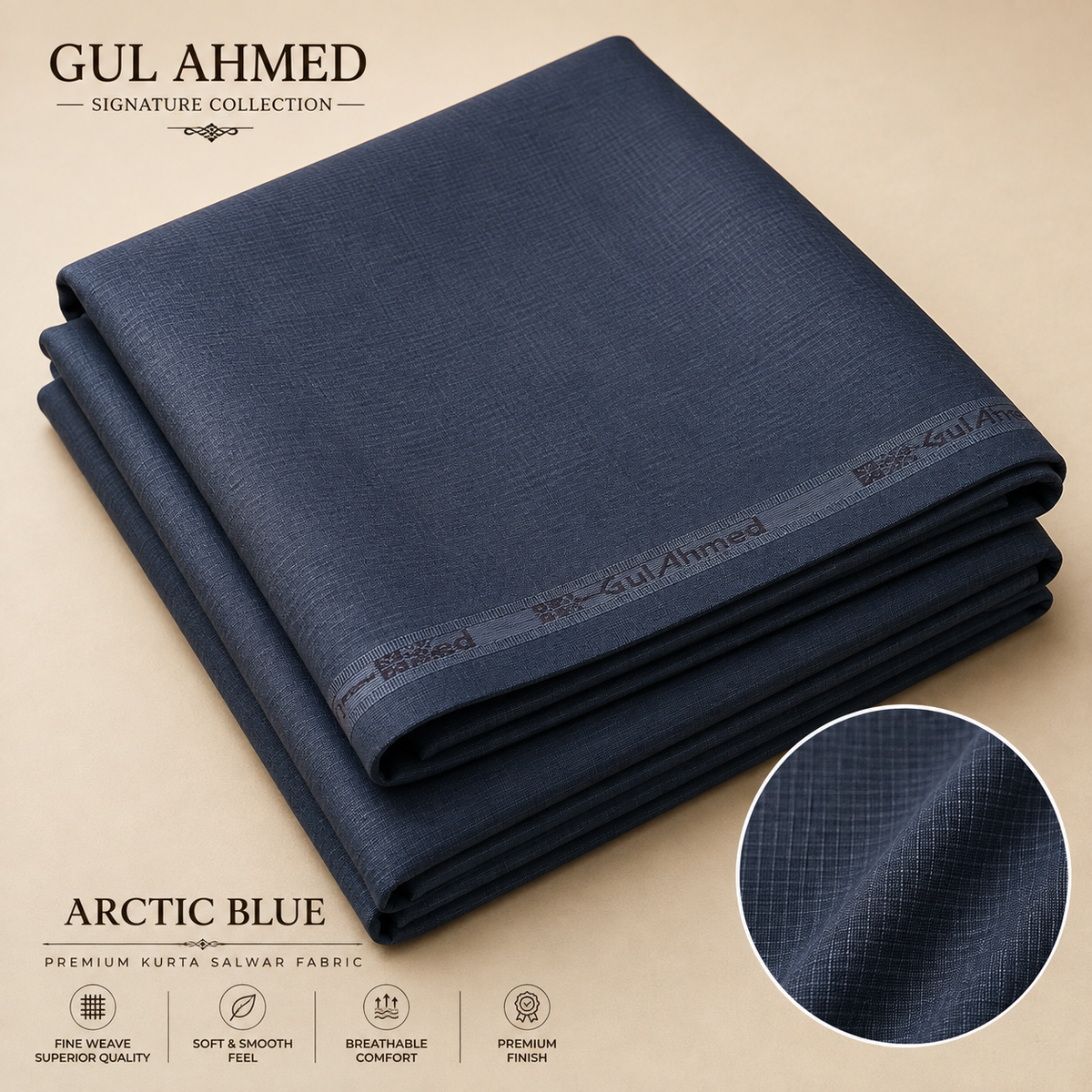 GUL AHMED Signature Collection Premium Kurta Salwar Fabric – 4.5 Mtr –  Arctic Blue