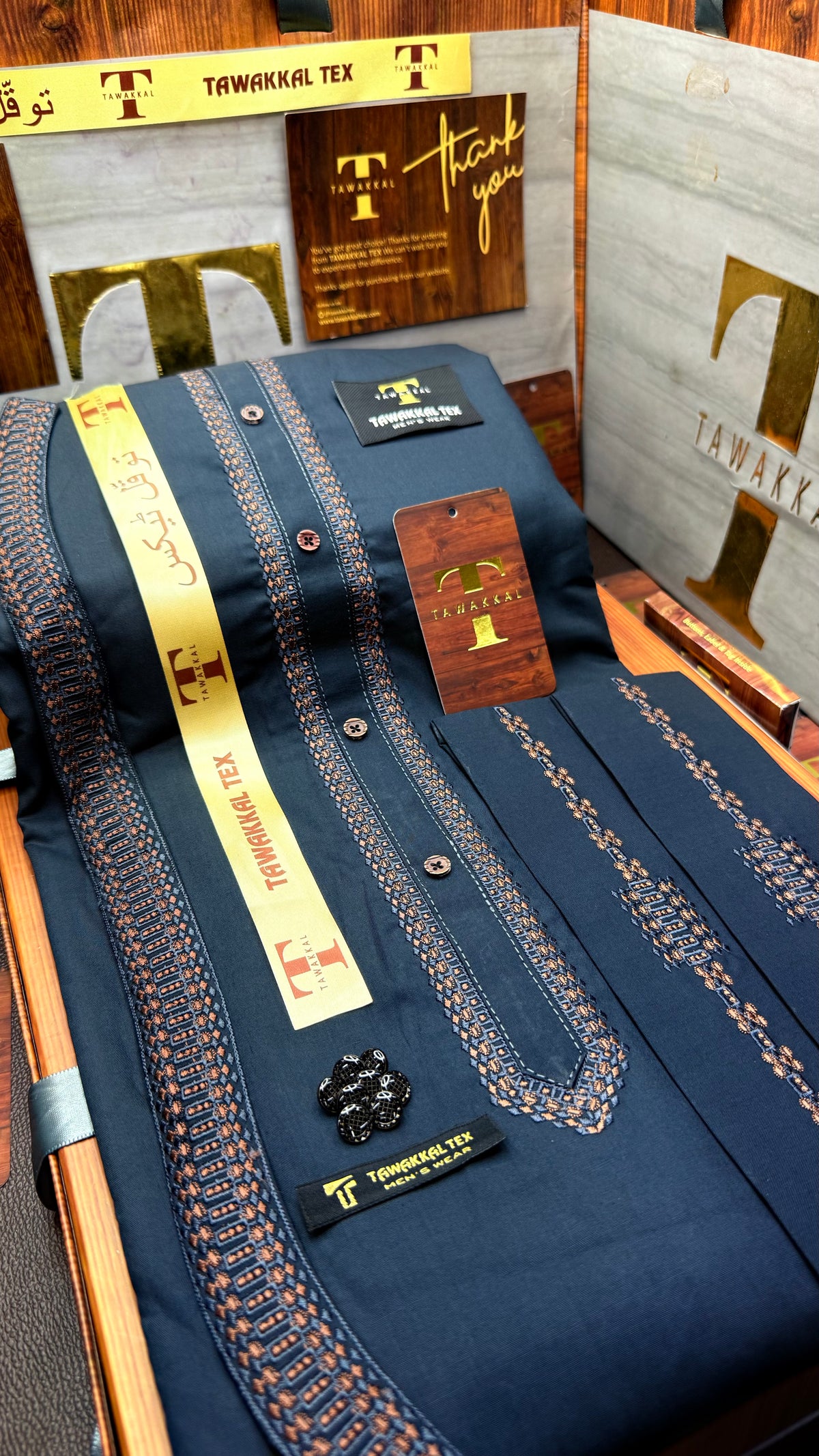 -41 OCEAN STEEL KURTA SALAWAR (PREMIUM OSMANI EMBROIDERY PATHANI)