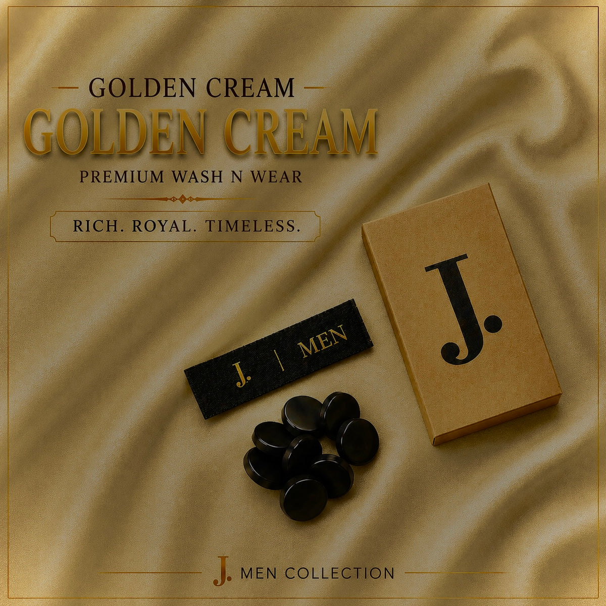 J. Men Premium Wash N Wear Fabric  -Golden Cream–  | 4.5 Meter