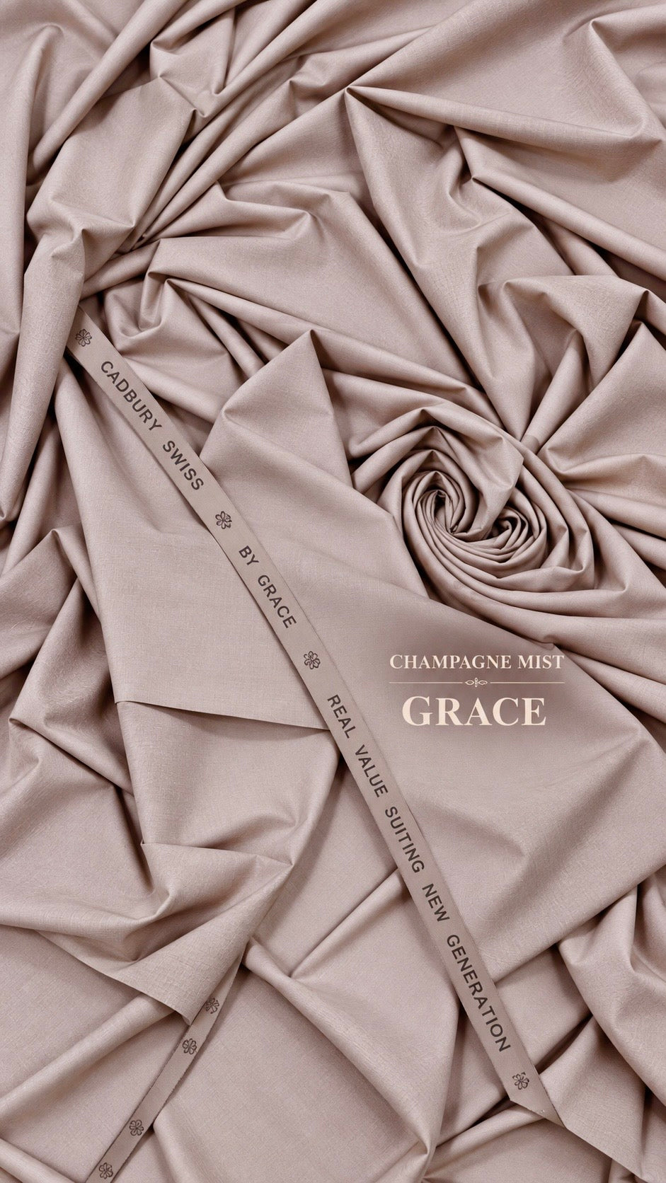 -GRACE CADBURY SWISS — CHAMPAGNE MIST Premium All Seasons Use Kurta Salwar Fabric 4.75MTR | 52 Width (GRACE INTERNATIONAL)