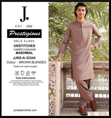 J.  JJKS-A-33344  -BROWN BLENDED- UNSTITCHED
KAMEEZ SHALWAR
MAKHMAL (JUNAID JAMSHED)