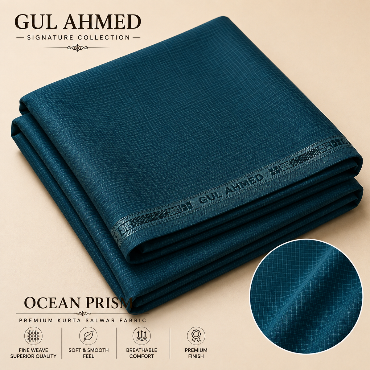 GUL AHMED Signature Collection Premium Kurta Salwar Fabric – 4.5 Mtr –  Ocean Prism