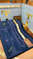 BLUE ZIG COLOURS EMBROIDERED.          (AZIZI EMBROIDERED COLLECTION)
