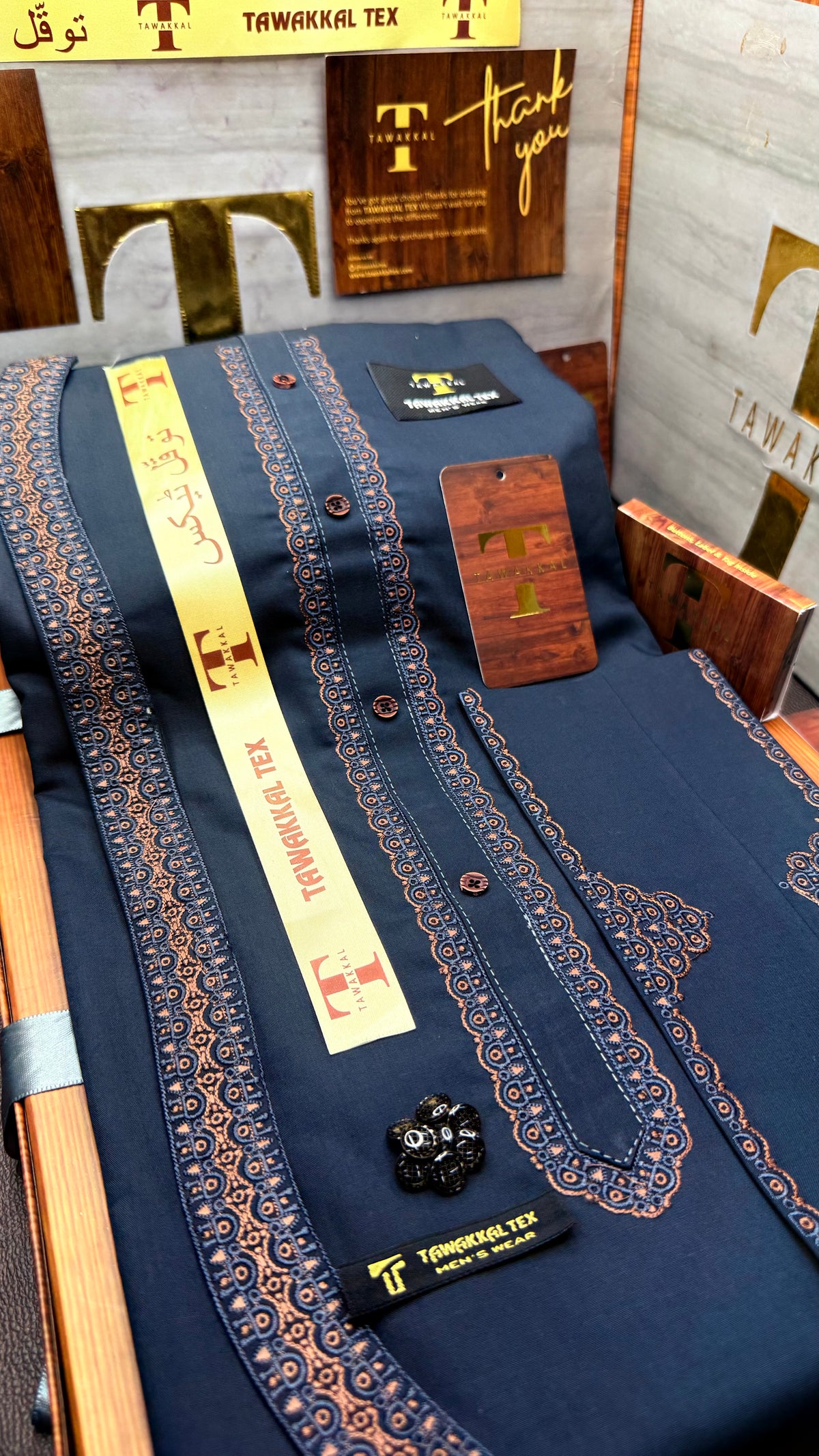 -72 OCEAN STEEL KURTA SALAWAR (PREMIUM SULEMANI EMBROIDERY PATHANI)