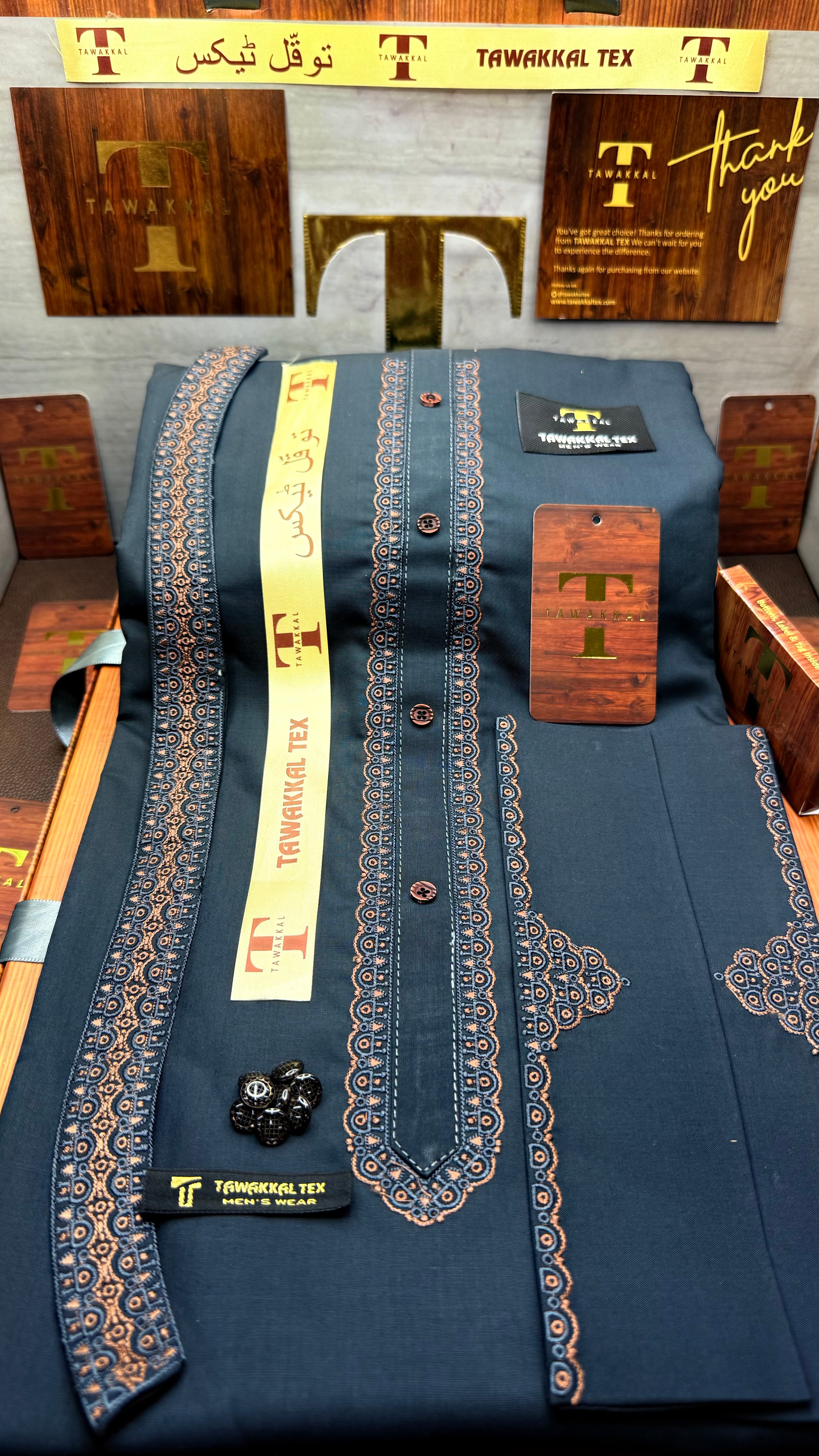-72 OCEAN STEEL KURTA SALAWAR (PREMIUM SULEMANI EMBROIDERY PATHANI)