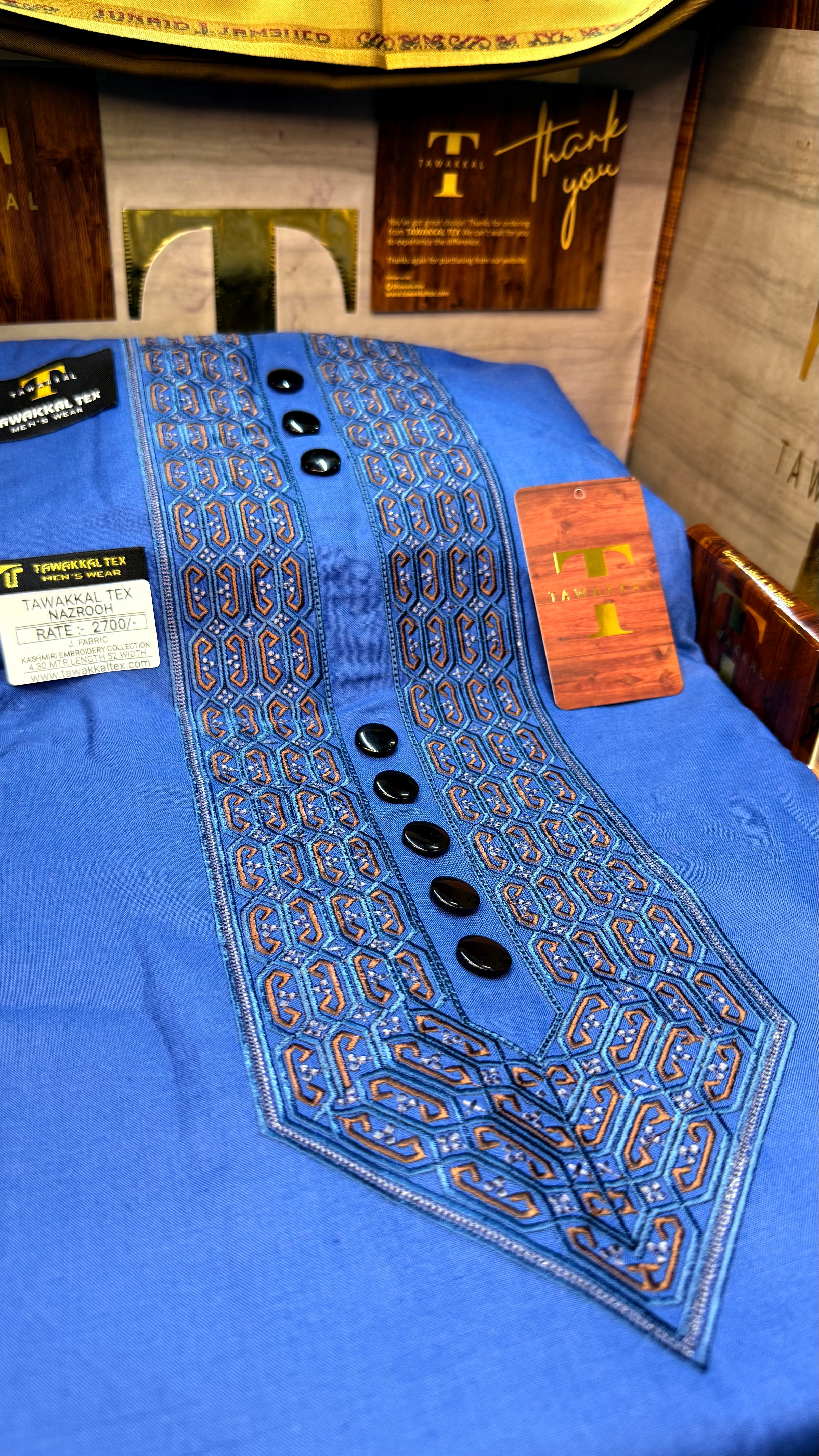 NAZROOH TEAL MIDNIGHT 102-09 MULTI COLOUR KASHMIRI EMBROIDERY UNSTICHED FULL KURTA SALWAR PATHANI (J. FABRIC IMPORTED) “Pics are clicked in HD cameras. Original color may vary from mobile to mobile depending on your handset. – Tawakkal Tex”