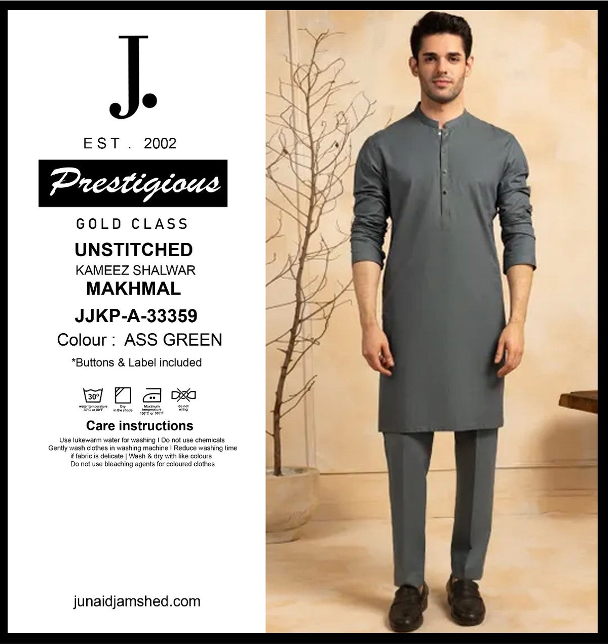 J.  JJKP-A-33359 -ASS GREEN- UNSTITCHED
KAMEEZ SHALWAR
MAKHMAL (JUNAID JAMSHED)