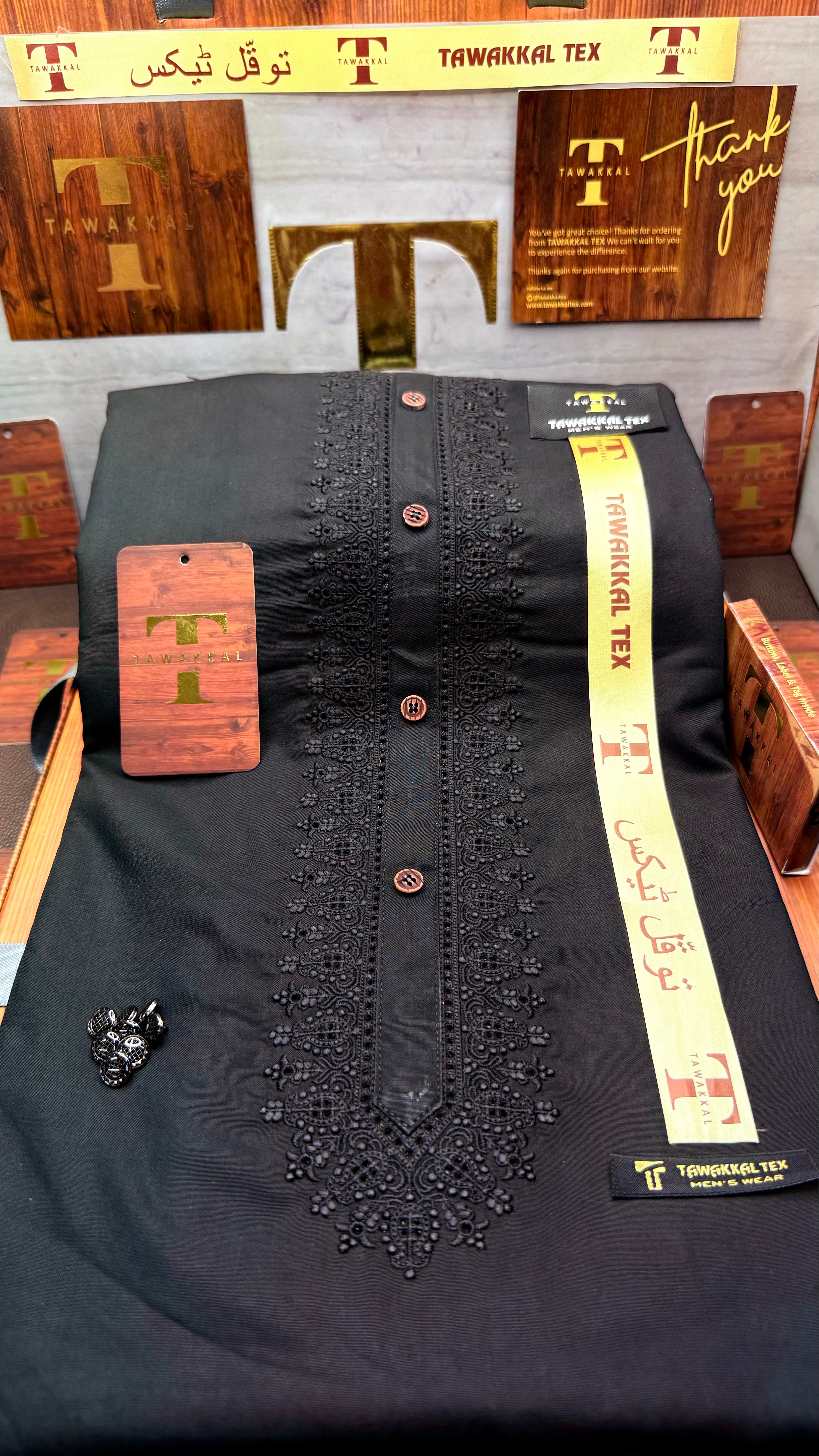 -27 MIDNIGHT BLACK KURTA SALAWAR (PREMIUM SULEMANI EMBROIDERY PATHANI)