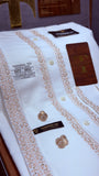 -NOOR-E-SAFA BOSKI KING WHITE ADVANCE TARKASHI EMBROIDERY UNSTICHED KURTA SALWAR PATHANI (TAWAKKAL TEX)
