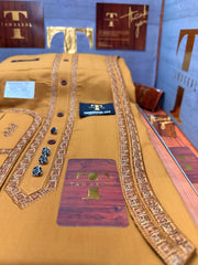 OSM-8100 GOLD CAMEL SHAHENSHAH  KURTA SALAWAR (PREMIUM OSMANI EMBROIDERY PATHANI)