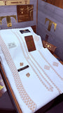 -FAKHAR-E-MULK BOSKI KING WHITE ADVANCE TARKASHI EMBROIDERY UNSTICHED KURTA SALWAR PATHANI (TAWAKKAL TEX)