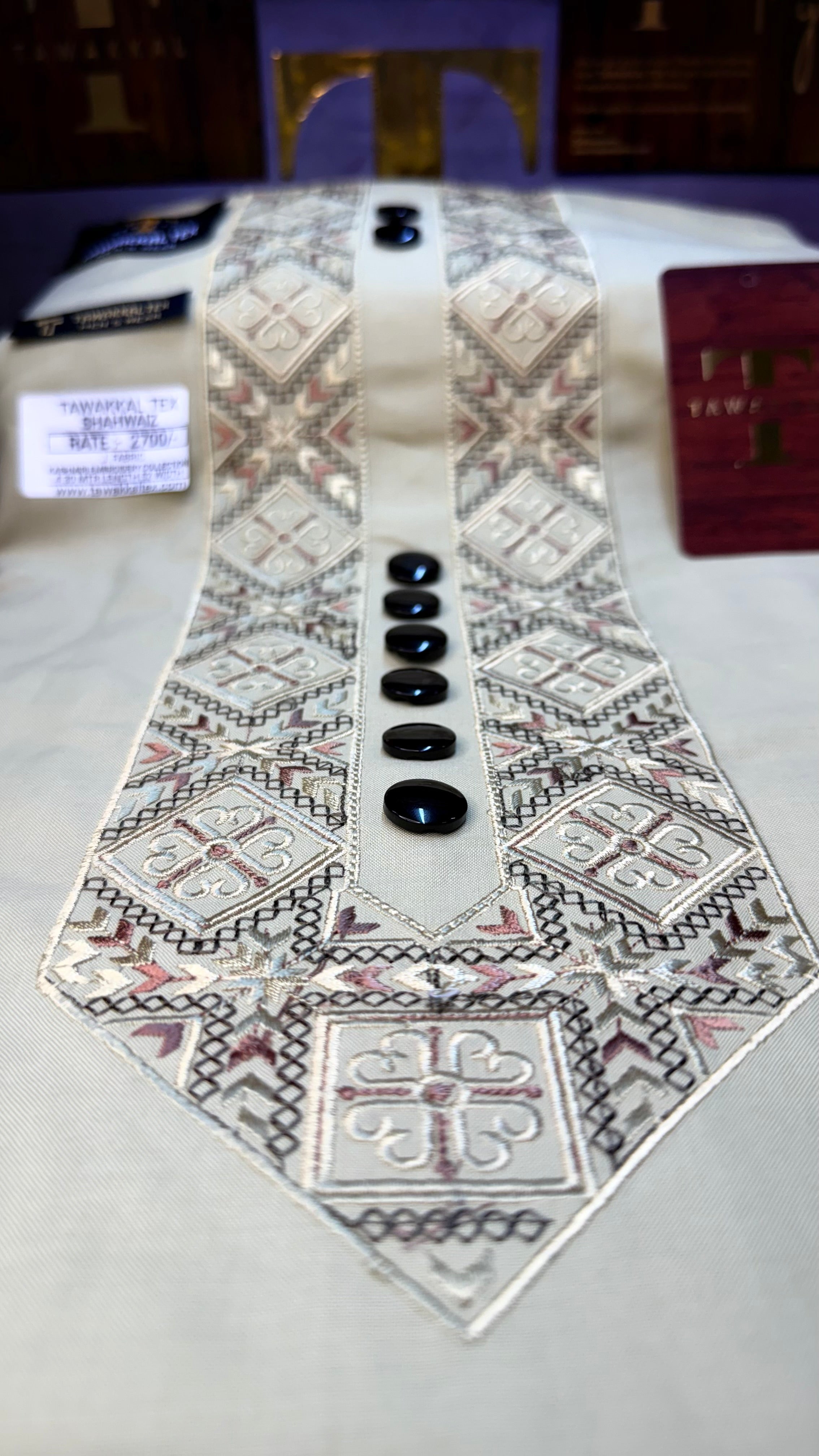 SHAHWAIZ PEARL CREAM 110-03MULTI COLOUR KASHMIRI EMBROIDERY UNSTICHED FULL KURTA SALWAR PATHANI (J. FABRIC IMPORTED) “Pics are clicked in HD cameras. Original color may vary from mobile to mobile depending on your handset. – Tawakkal Tex”