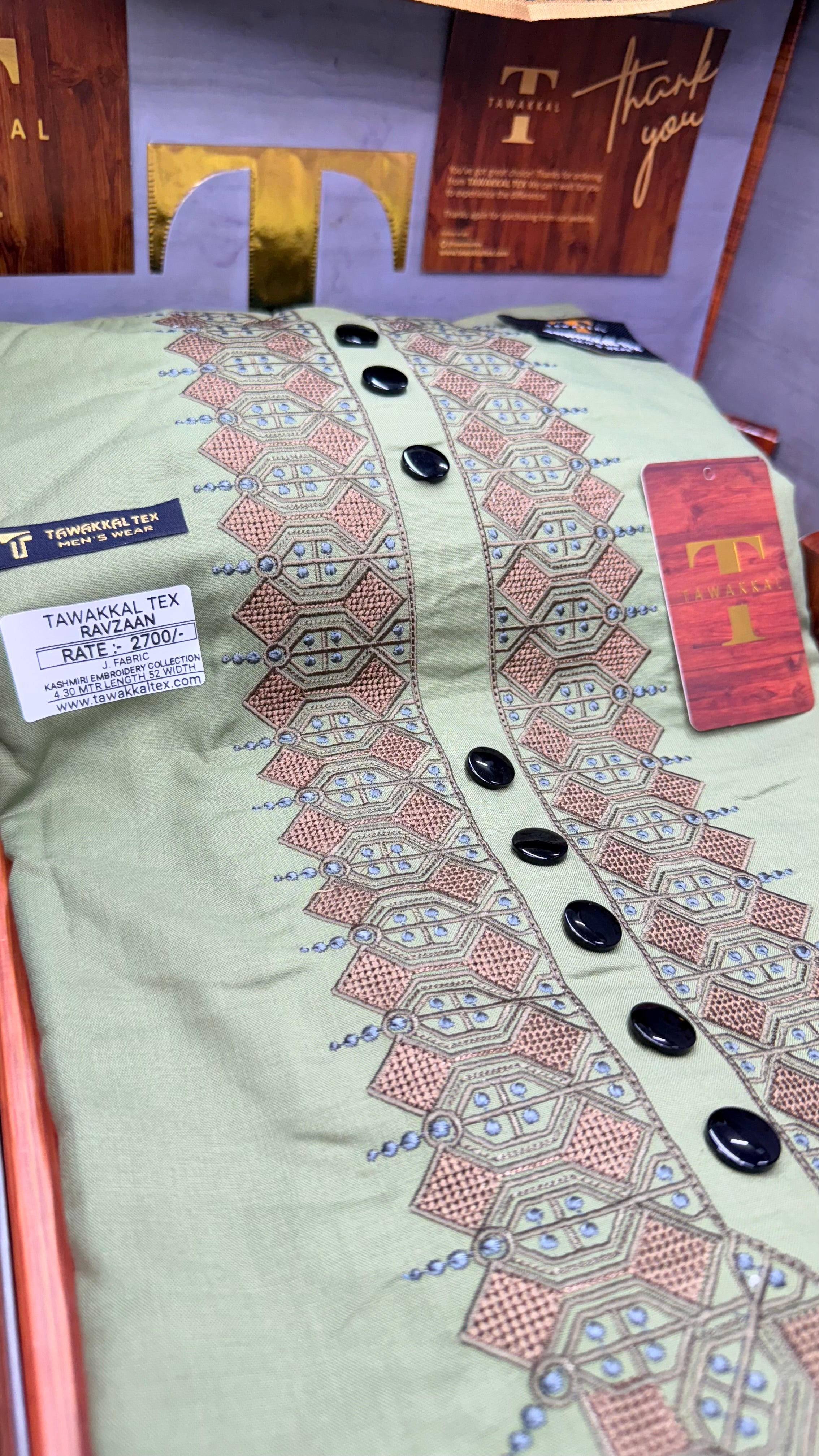 RAVZAAN OLIVE GROVE 106-07 MULTI COLOUR KASHMIRI EMBROIDERY UNSTICHED FULL KURTA SALWAR PATHANI (J. FABRIC IMPORTED) “Pics are clicked in HD cameras. Original color may vary from mobile to mobile depending on your handset. – Tawakkal Tex”