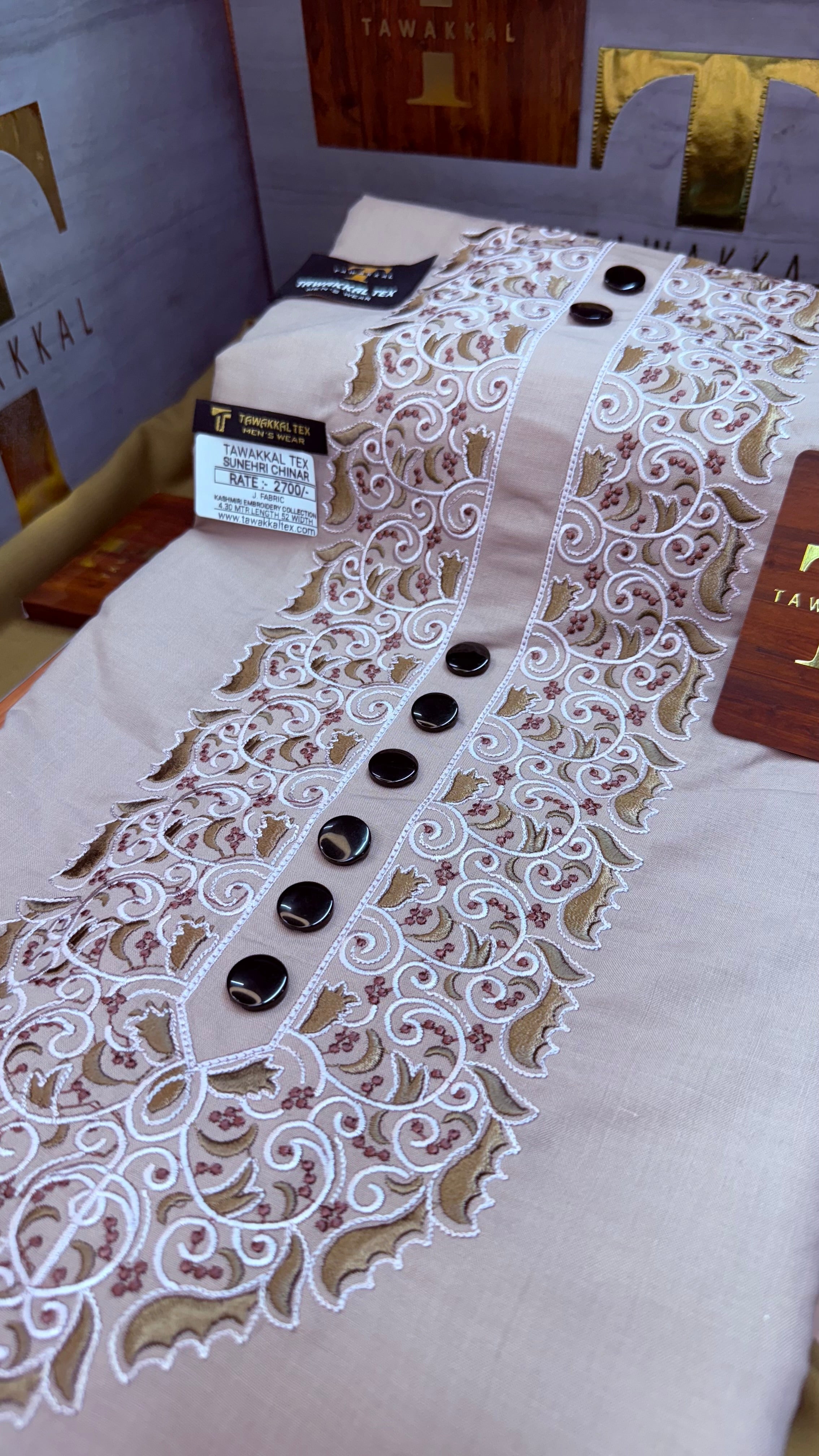 SUNEHRI CHINAR ROSE DUST 107-02MULTI COLOUR KASHMIRI EMBROIDERY UNSTICHED FULL KURTA SALWAR PATHANI (J. FABRIC IMPORTED) “Pics are clicked in HD cameras. Original color may vary from mobile to mobile depending on your handset. – Tawakkal Tex”