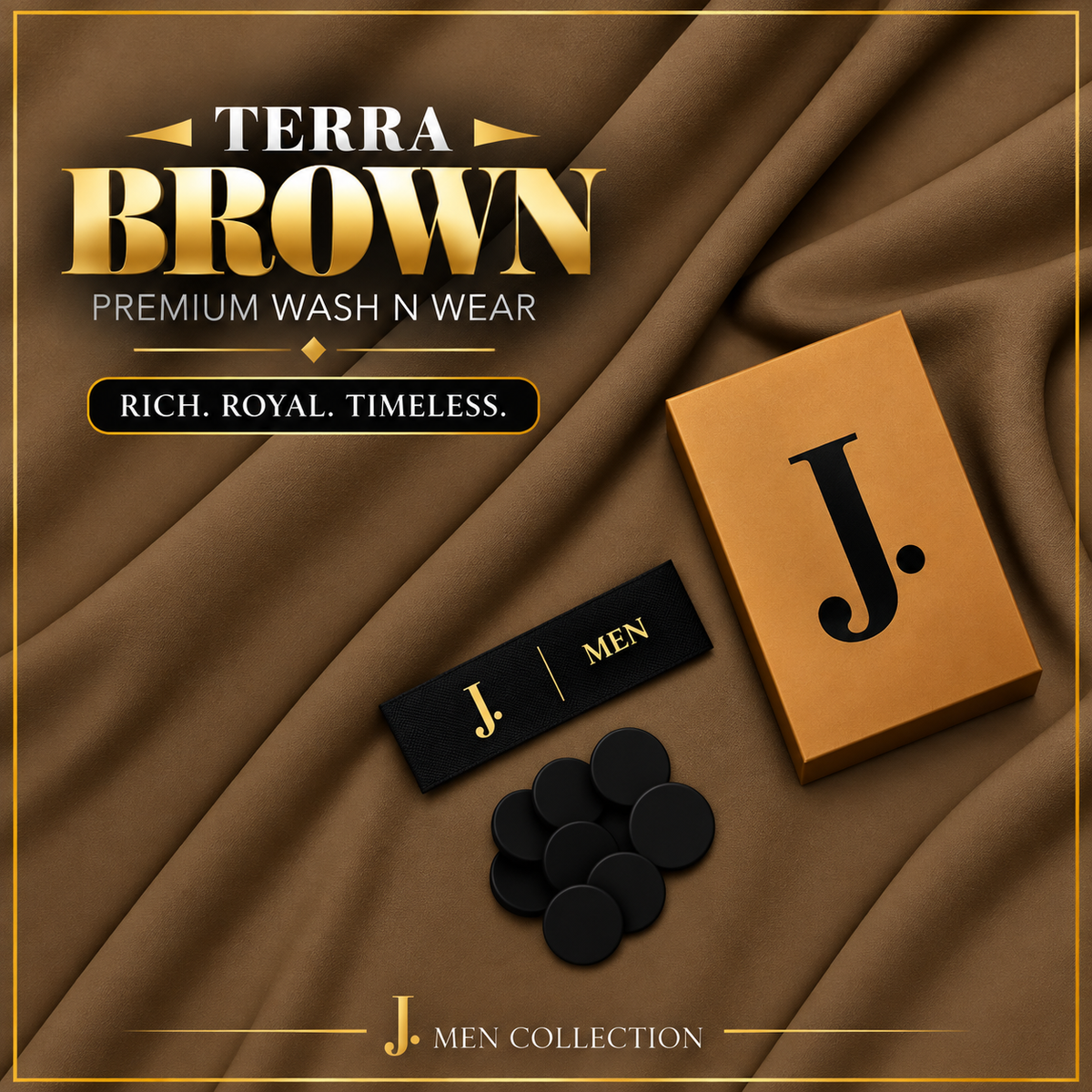 J. Men Premium Wash N Wear Fabric  – TERRA BROWN –  | 4.5 Meter