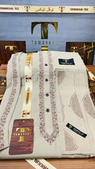 KHAKI COOL COLOURS EMBROIDERED.          (AZIZI EMBROIDERED COLLECTION)