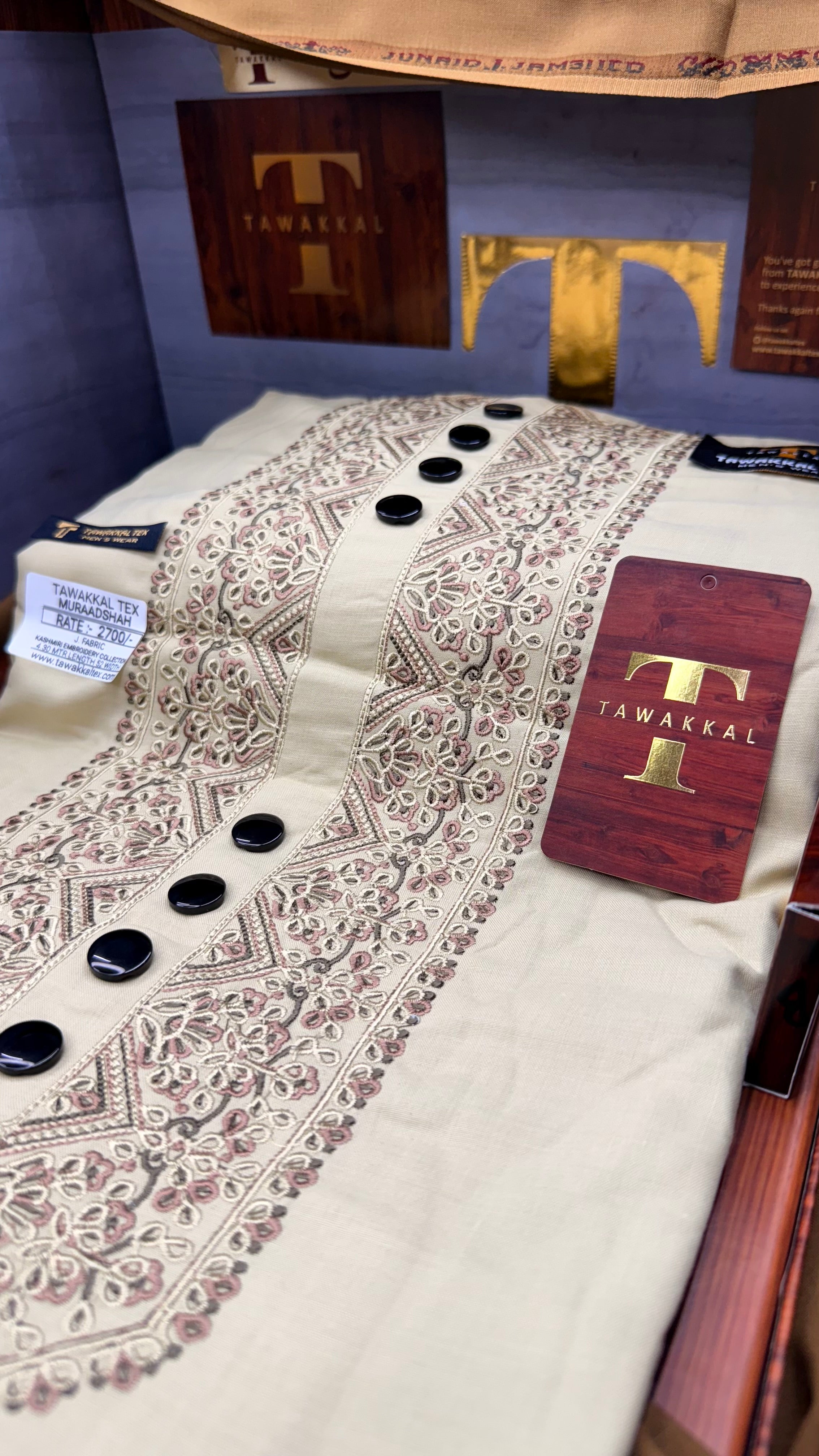 MURAADSHAH PEAL CREAM 104-03 MULTI COLOUR KASHMIRI EMBROIDERY UNSTICHED FULL KURTA SALWAR PATHANI (J. FABRIC IMPORTED) “Pics are clicked in HD cameras. Original color may vary from mobile to mobile depending on your handset. – Tawakkal Tex”