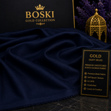 -GOLD (Royal Dark Blue) Boski Gold Collection – Premium 4.5 MTR | 60 Inch Wide Self Square Texture Unstitched Kurta Salwar Fabric
