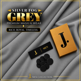 J. Men Premium Wash N Wear Fabric  – GREY FOG SILVER –  | 4.5 Meter